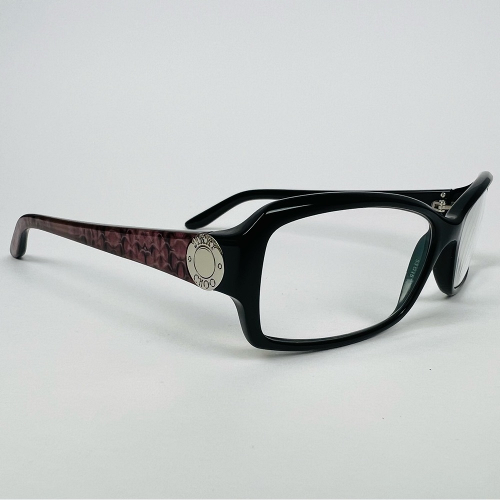 Jimmy Choo Women's Rectangular Eyeglasses Frames Purple Black W/ Case 53 15 130